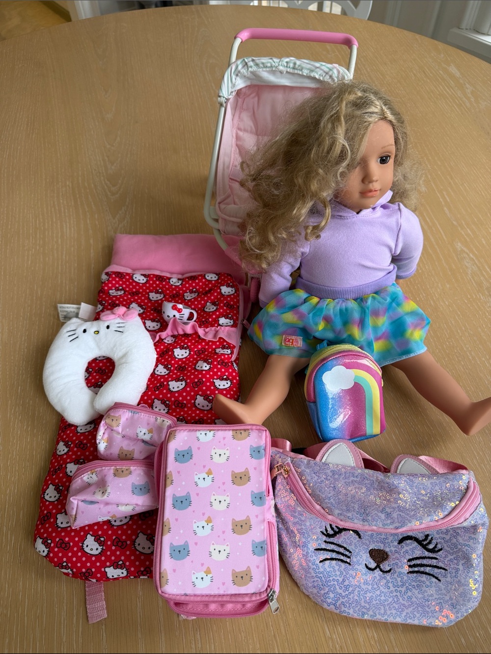 Hello Kitty Red & Pink Doll Travel and Sleep Set